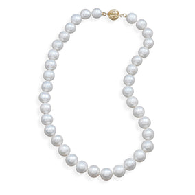16.5" 9.5-10.5mm Cultured Freshwater Pearl Necklace with a Yellow Gold Clasp