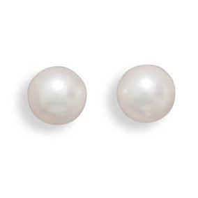 Grade AAA 7-7.5mm Cultured Akoya Pearl Earrings with White Gold Posts and Earring Backs