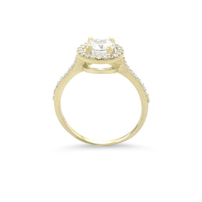 10 Karat Gold Halo Style Ring with White Topaz and Sapphires