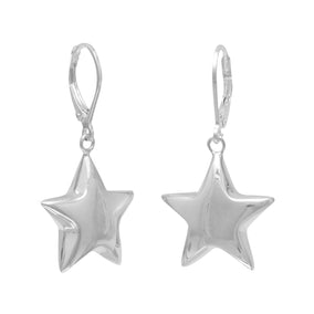 Puffed Star on Lever Earrings