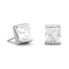 7mm Square CZ Post Earrings