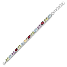 7"+1.5" Extension Faceted Multistone Link Bracelet