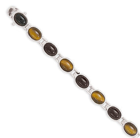 7.75" Oval Black Onyx and Tiger's Eye Bracelet