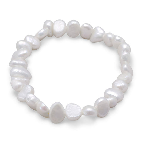 White Cultured Freshwater Pearl Stretch Bracelet