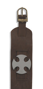 6.75"-9.25" Men's Leather Band Bracelet with Tungsten Carbide Cross