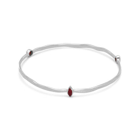 Textured Bangle Bracelet with Rubies
