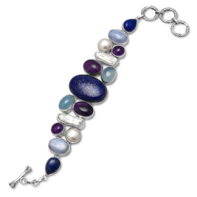 8" + 1" Extension Lapis and Multistone Toggle Bracelet