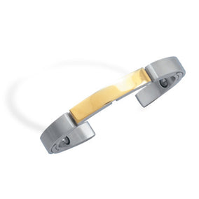 Stainless Steel and 14 Karat Gold Plated Cuff Bracelet