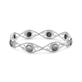 Silver Cultured Freshwater Pearl Bangle