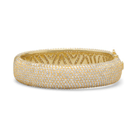 14 Karat Gold Plated Hinged CZ Bangle