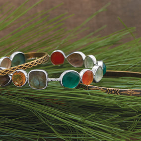 Oxidized Brass Bangle with Floral Design