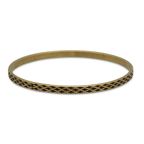 Oxidized Brass Bangle with Weave Design