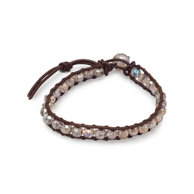 7"+1" Leather and AB Crystal Bracelet