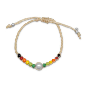 Adjustable Cord Multicolor Bead Bracelet