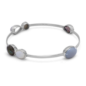 Labradorite, Mother of Pearl, Moonstone and Smoky Quartz Stackable Bangle