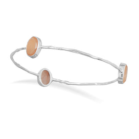 Moonstone Hammered Bangle Bracelet
