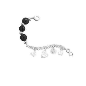 7.5" Black Onyx Bracelet with Charms