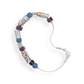 7.5" Bracelet with Amethyst, Agate and 12/20 Gold Filled Beads