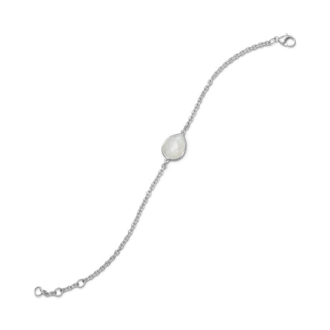 7" + .5" + .5" Freeform Faceted Pear Moonstone Bracelet