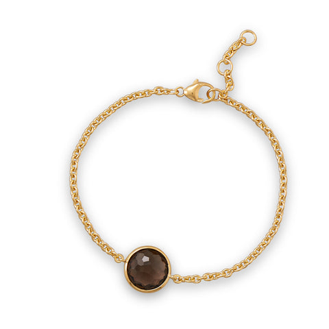 7" + .5" + .5" Vermeil Freeform Faceted Smoky Quartz Bracelet
