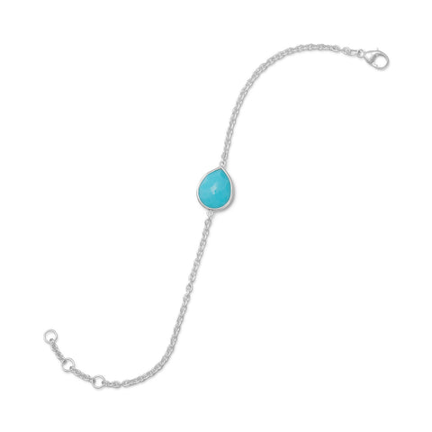 7" + .5" + .5" Pear Freeform Faceted Turquoise Bracelet