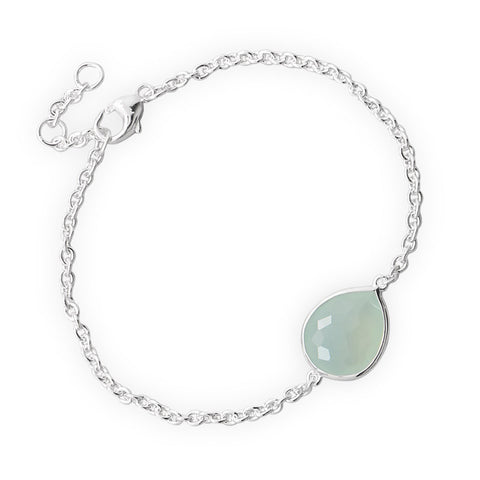 7" + .5" + .5" Freeform Faceted Synthetic Sea Green Chalcedony Bracelet
