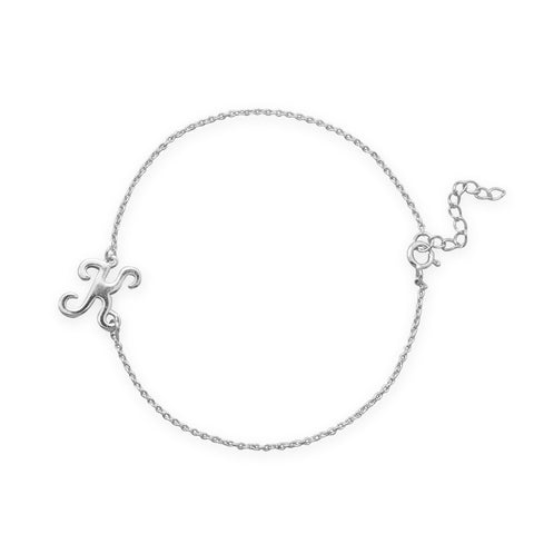 Rhodium Plated Script "K" Bracelet