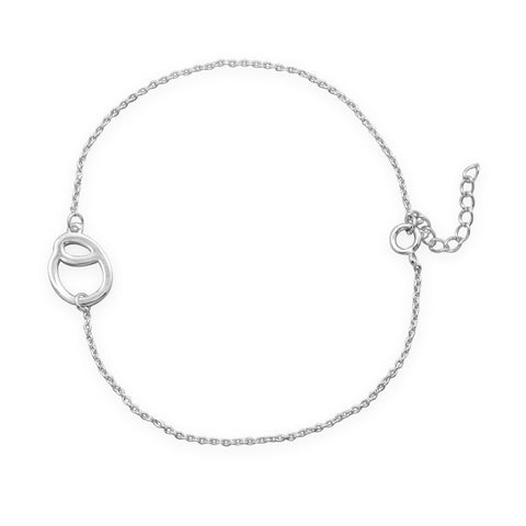 Rhodium Plated Script "O" Bracelet