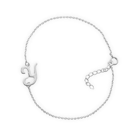 Rhodium Plated Script "Y" Bracelet