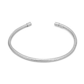 Rhodium Plated Round Omega Flex Cuff Bracelet