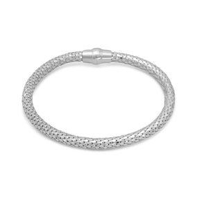 7.5" Rhodium Plated Hollow Bracelet