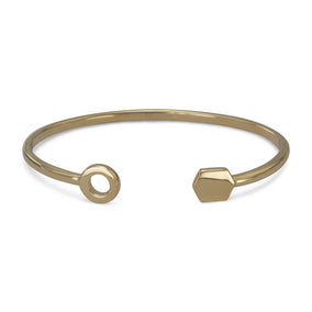 14 Karat Gold Plated Cuff Bracelet with Multishape Ends