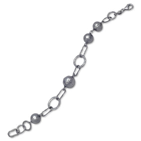 Oxidized Beaded Link Bracelet