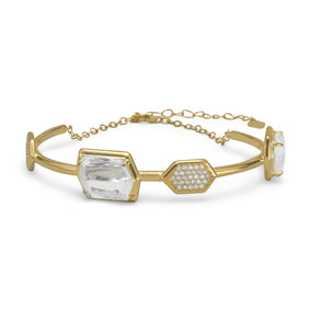 18 Karat Gold Plated Glass and CZ Bangle