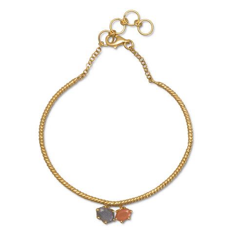 14 Karat Gold Plated Multistone Drop Bracelet