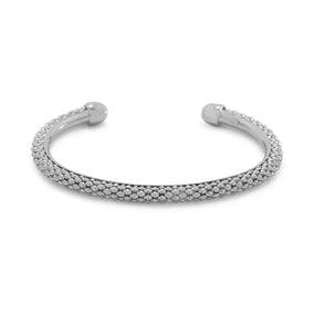 Rhodium Plated Popcorn Chain Flex Cuff Bracelet