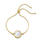 14 Karat Gold Plated Mother of Pearl CZ Bolo Bracelet