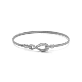 Rhodium Plated CZ Infinity Hook Bangle