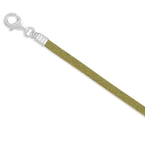 16"+2" Extension Olive Green Suede Necklace