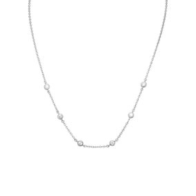 16"+2" Extension Rhodium Plated 6 Bezel Set CZ Necklace