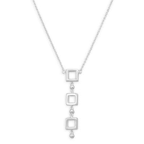 18" 3 Open Square and 3 Beads Necklace