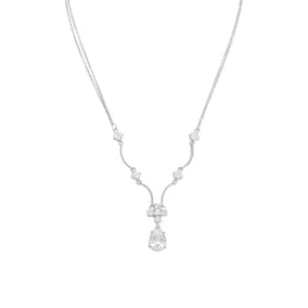 16"+2" Extension Rhodium Plated 2 Strand Necklace with CZs