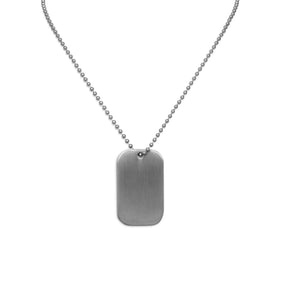 25" Stainless Steel Bead Chain and Dog Tag Necklace