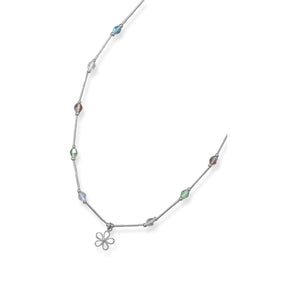 13"+2" Extension Necklace with Multicolor Crystals and Flower Charm