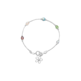5.5" Bracelet with Multicolor Crystals and Flower Charm