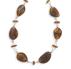 17" Double Strand Baltic Amber and Sterling Silver Bead Necklace