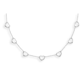 16"+2" Extension Rhodium Plated Heart Necklace