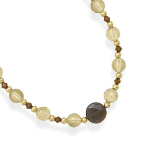 14/20 Gold Filled Necklace with Lemon and Smoky Quartz