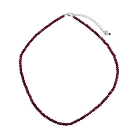 16"+2" Extension Faceted Garnet Bead Necklace