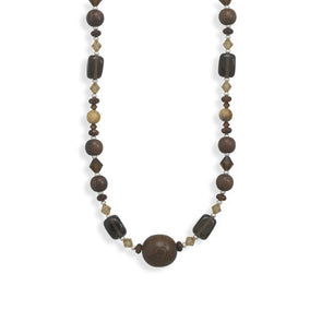16"+2" Extension Multistone and Wood Bead Necklace